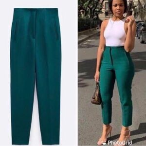 Zara High Waisted Women's Pants in Hunter Green
